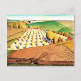 Fall Plowing, fine art American painting Postcard