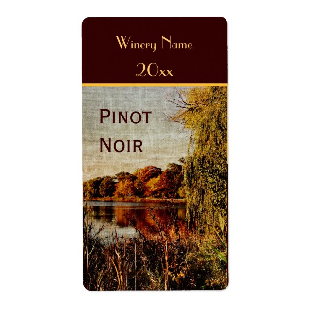 Fall pond wine bottle label (Front)