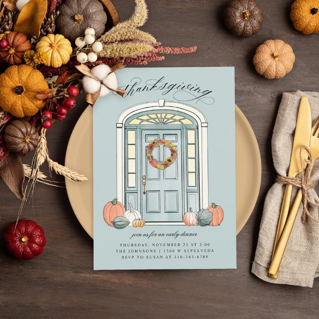Fall Porch Front Door Thanksgiving Dinner Invitation (Creator Uploaded)