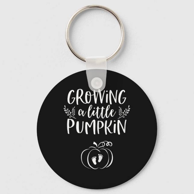 Fall Pregnancy Announcement For Women Halloween By Keychain (Front)
