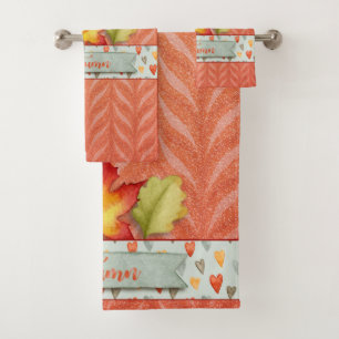 Fall - Pretty Watercolor Shades of "Autumn" Bath Towel Set