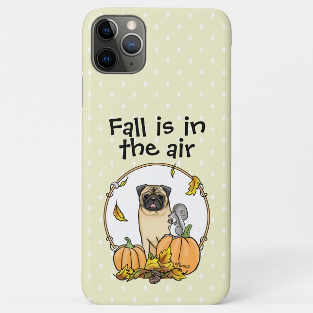 Fall Pug Dog (fawn) Pumpkins Leaves Cute Case-Mate iPhone Case (Back)