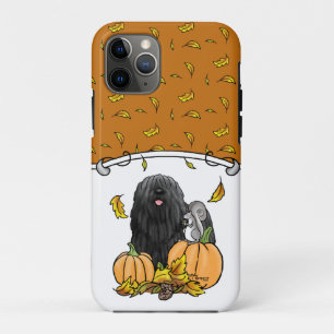 Fall Puli Dog (black) Pumpkins Leaves Cute Funny iPhone 11 Pro Case