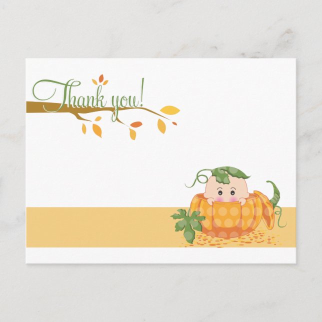 Fall Pumkin  |  Baby Shower Thank You Postcard (Front)