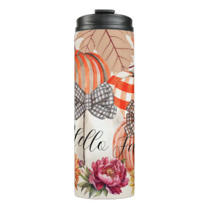 Fall Pumkin Floral Thermal Tumbler