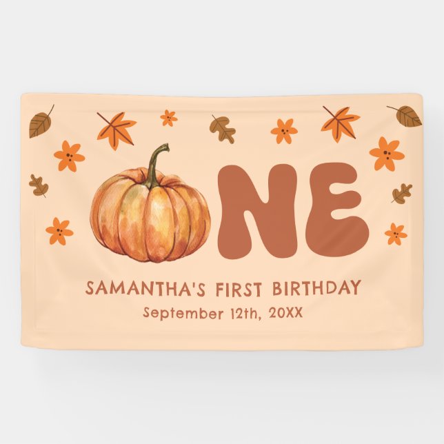 Fall Pumpkin 1st Birthday Banner (Horizontal)