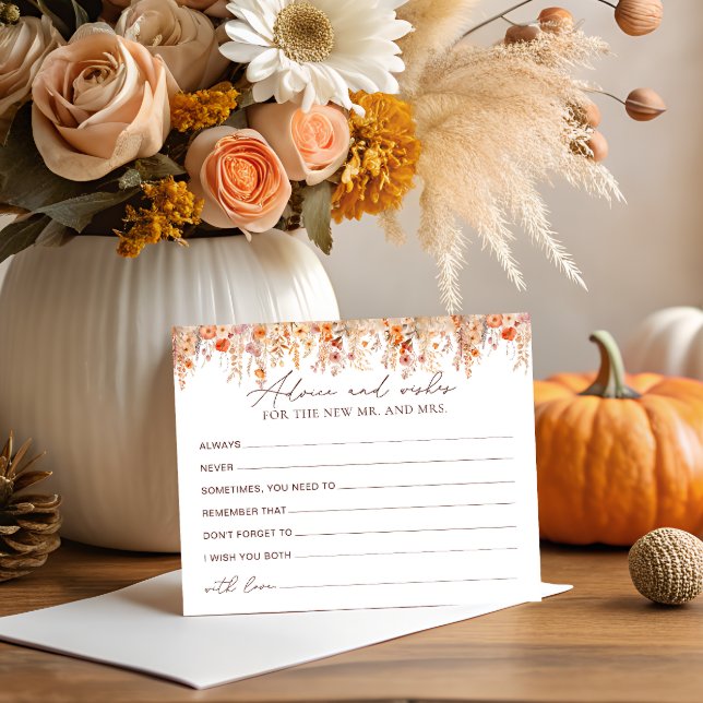 Fall Pumpkin Advice and Wishes Bridal Shower Card (Creator Uploaded)