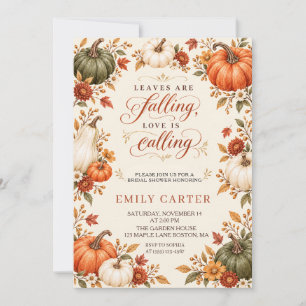 Fall Pumpkin and Autumn Floral Bridal Shower Invitation
