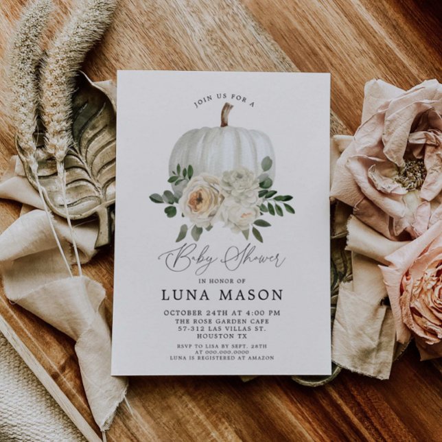 Fall Pumpkin and Flower Baby Shower Invitation (Creator Uploaded)