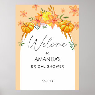 Fall pumpkin and lilies bridal shower welcome poster
