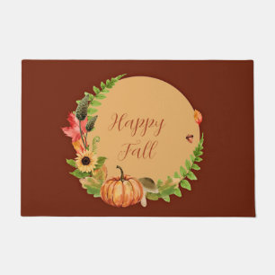 Fall pumpkin and nature with customizable text doormat