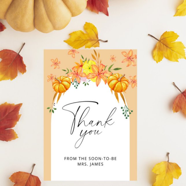 Fall pumpkin arch bridal shower thank you card (Creator Uploaded)
