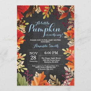 Fall Pumpkin Autumn Boy Baby Shower Invitation