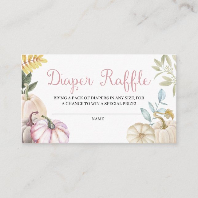 Fall Pumpkin Autumn Diaper Raffle Enclosure Card (Front)