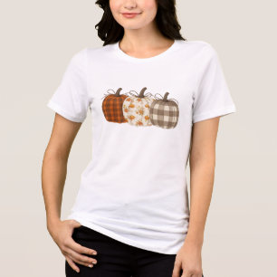 Fall Pumpkin, Autumn Fall, Thanksgiving, Chequered Tri-Blend Shirt
