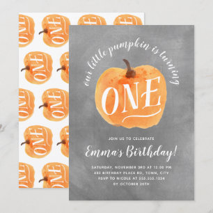 Fall Pumpkin Autumn First Birthday Invitation