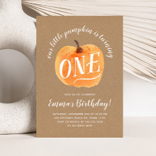 Fall Pumpkin Autumn First Birthday Invitation