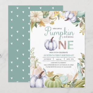 Fall Pumpkin Autumn First Birthday Invitation Boy