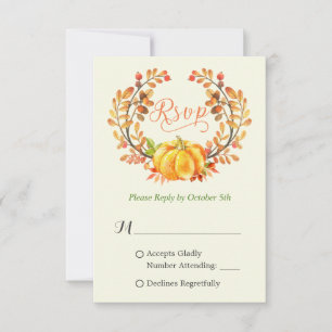 Fall Pumpkin Autumn Floral Leaves Wreath RSVP