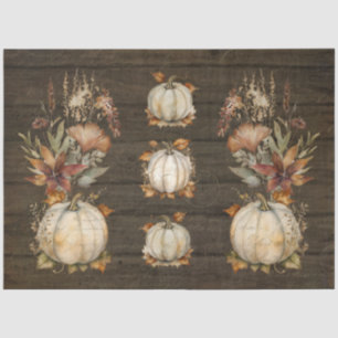 Fall Pumpkin Autumn Leaves Dark Wood Decoupage Tissue Paper