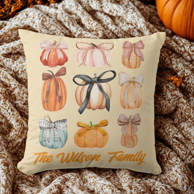 fall pumpkin autumn orange watercolor  throw pillow (Creator Uploaded)