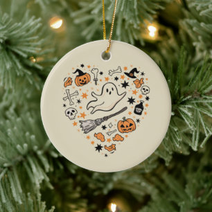 Fall Pumpkin Autumn Thanksgiving Halloween Ceramic Ornament