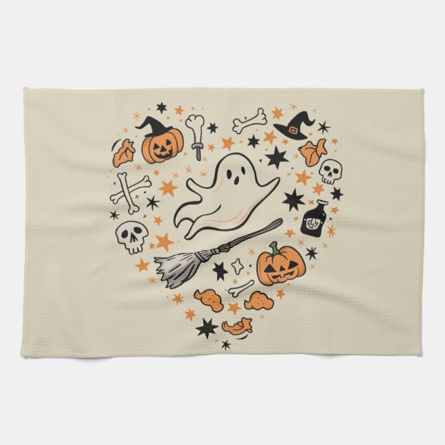 Fall Pumpkin Autumn Thanksgiving Halloween Kitchen Towel (Horizontal)