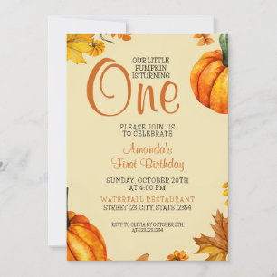 Fall Pumpkin Baby 1st Birthday Invitation