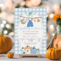 Fall Pumpkin Baby Clothes Blue Gingham Baby Shower