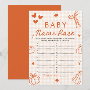 Fall Pumpkin Baby Name Race Baby Shower Game Invitation