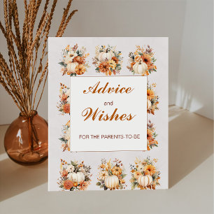 Fall Pumpkin Baby Shower Advice and Wishes Pedestal Sign