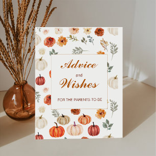 Fall Pumpkin Baby Shower Advice and Wishes Pedestal Sign