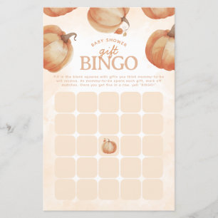 Fall Pumpkin Baby Shower Bingo Game