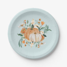Fall Pumpkin Baby Shower Blue,