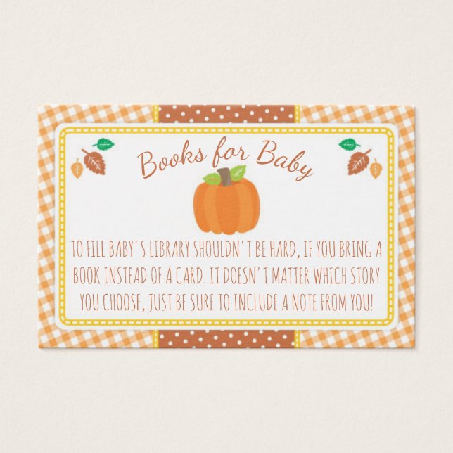 Fall Pumpkin Baby Shower Book Request Card (Front)