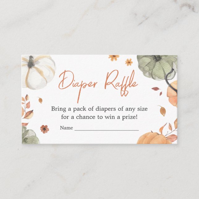 Fall Pumpkin Baby Shower Diaper Raffle Enclosure Card (Front)