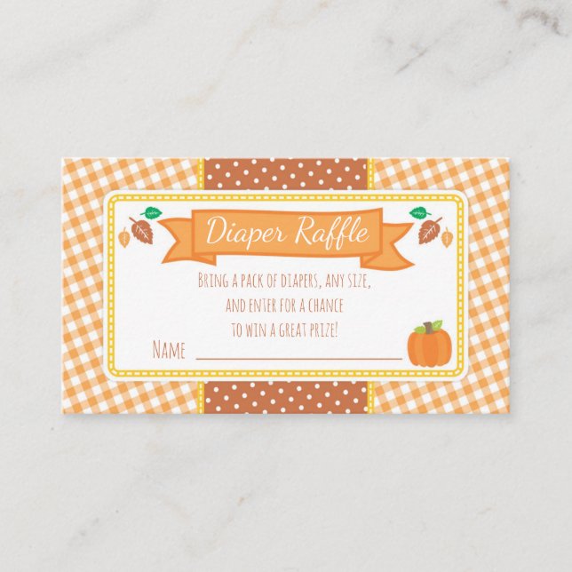 Fall Pumpkin Baby Shower Diaper Raffle Ticket Enclosure Card (Front)
