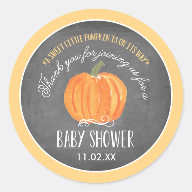 Fall Pumpkin | Baby Shower Favour Label Stickers (Front)