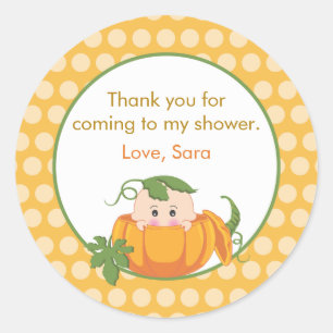Fall Pumpkin   Baby Shower Favour Sticker