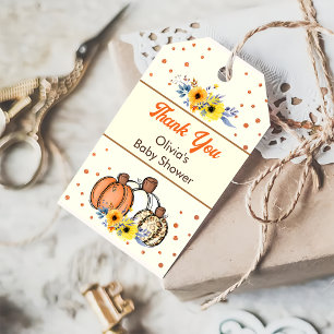 Fall Pumpkin Baby Shower Favour Thank You  Gift Tags