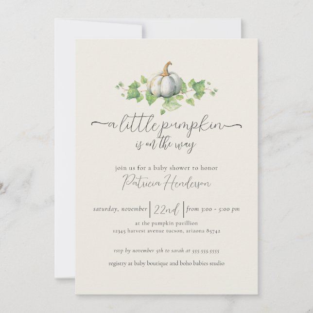 Fall Pumpkin Baby Shower Gender Neutral Invitation (Front)