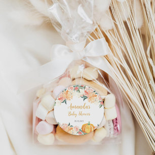 Fall Pumpkin Baby Shower Gift Favor Round Labels