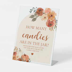 Fall Pumpkin Baby Shower Guess How Many Candies Pedestal Sign