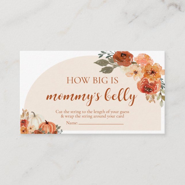 Fall Pumpkin Baby Shower How Big Is Mommy's Belly  Enclosure Card (Front)