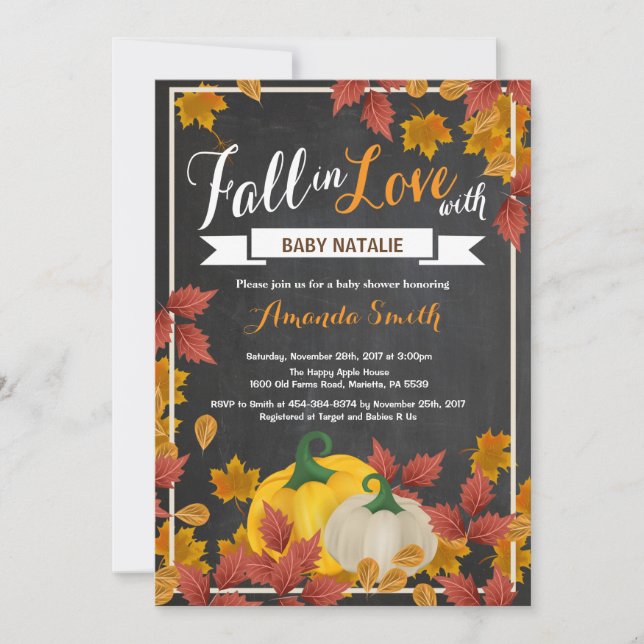 Fall Pumpkin Baby Shower invitation (Front)