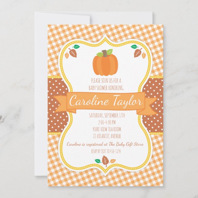 Fall Pumpkin Baby Shower Invitation (Front)