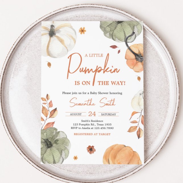 Fall Pumpkin Baby Shower Invitation (Autumn Pumpkin Baby Shower Invitation)