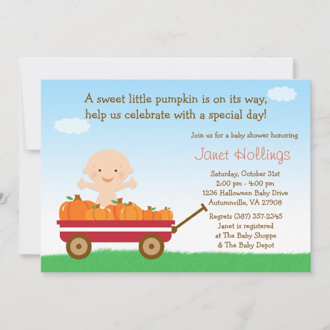 Fall Pumpkin Baby Shower Invitation (Front)