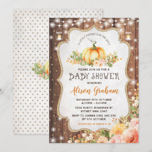 Fall Pumpkin Baby Shower Invitation Autumn Floral