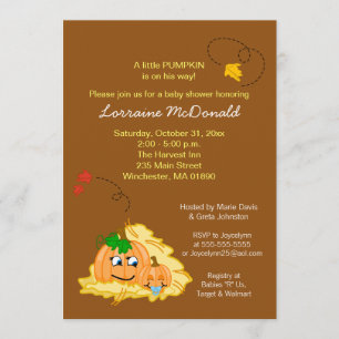 Fall Pumpkin Baby Shower Invitation - Baby Boy